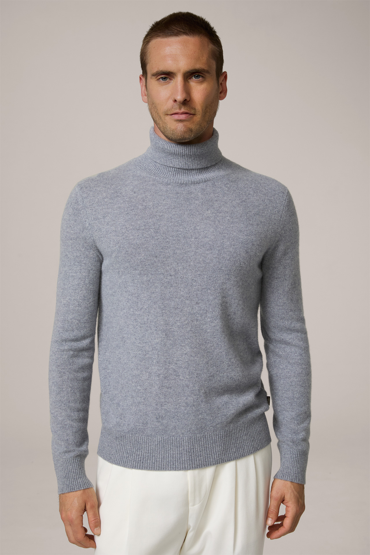 Cashmere-Rollkragen-Pullover Cashmono in Hellgrau meliert