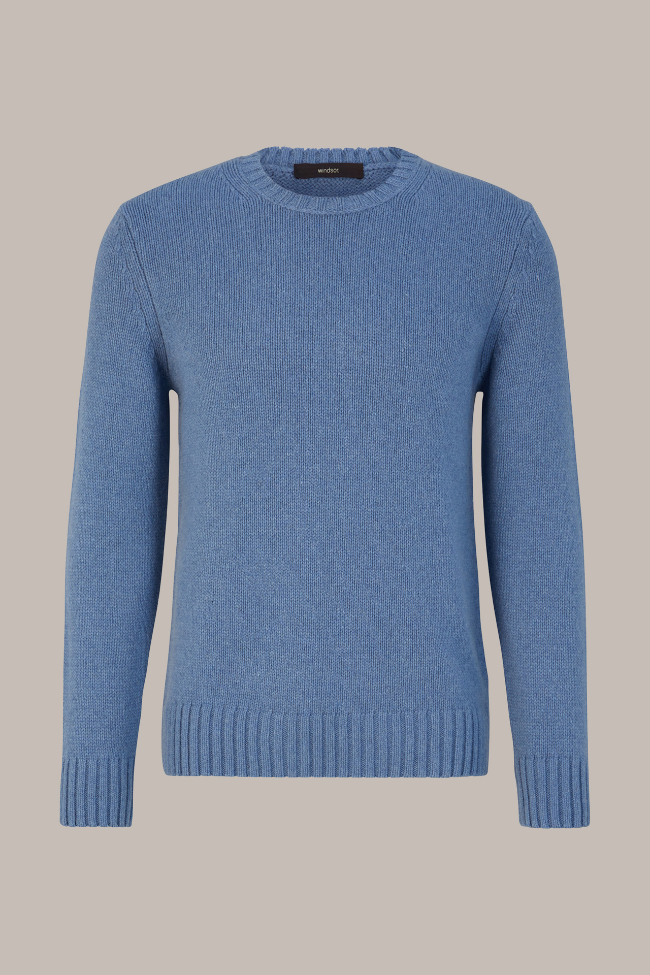 Cashmere-Strick-Rundhals-Pullover Ecosio in Blau