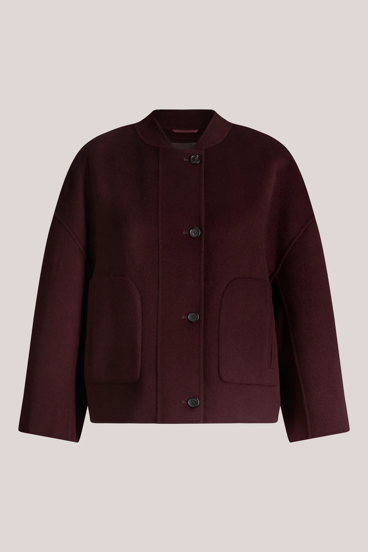 Schurwoll-Doubleface-Blouson-Jacke in Dunkelrot