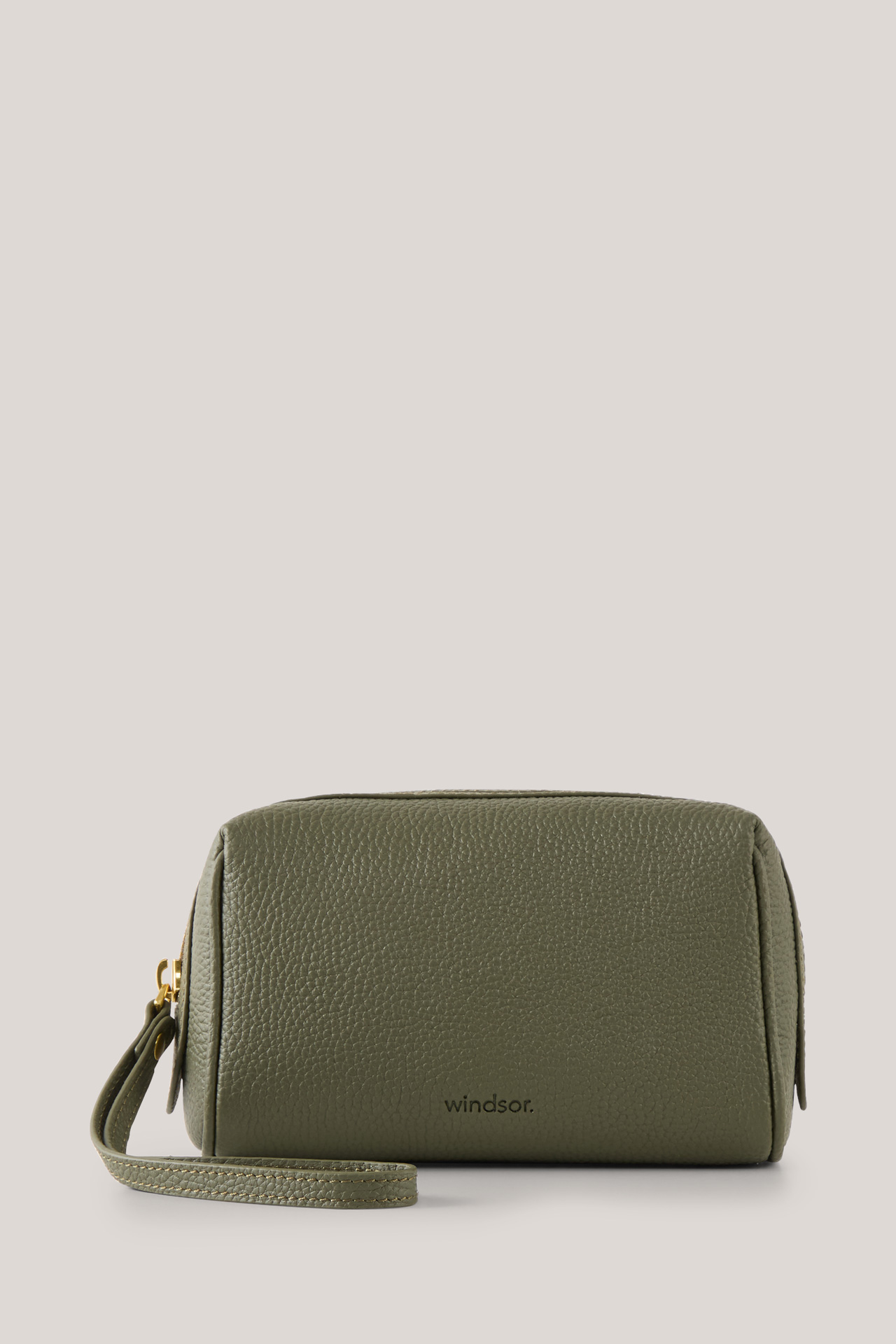 Pouch aus Nappaleder in Oliv