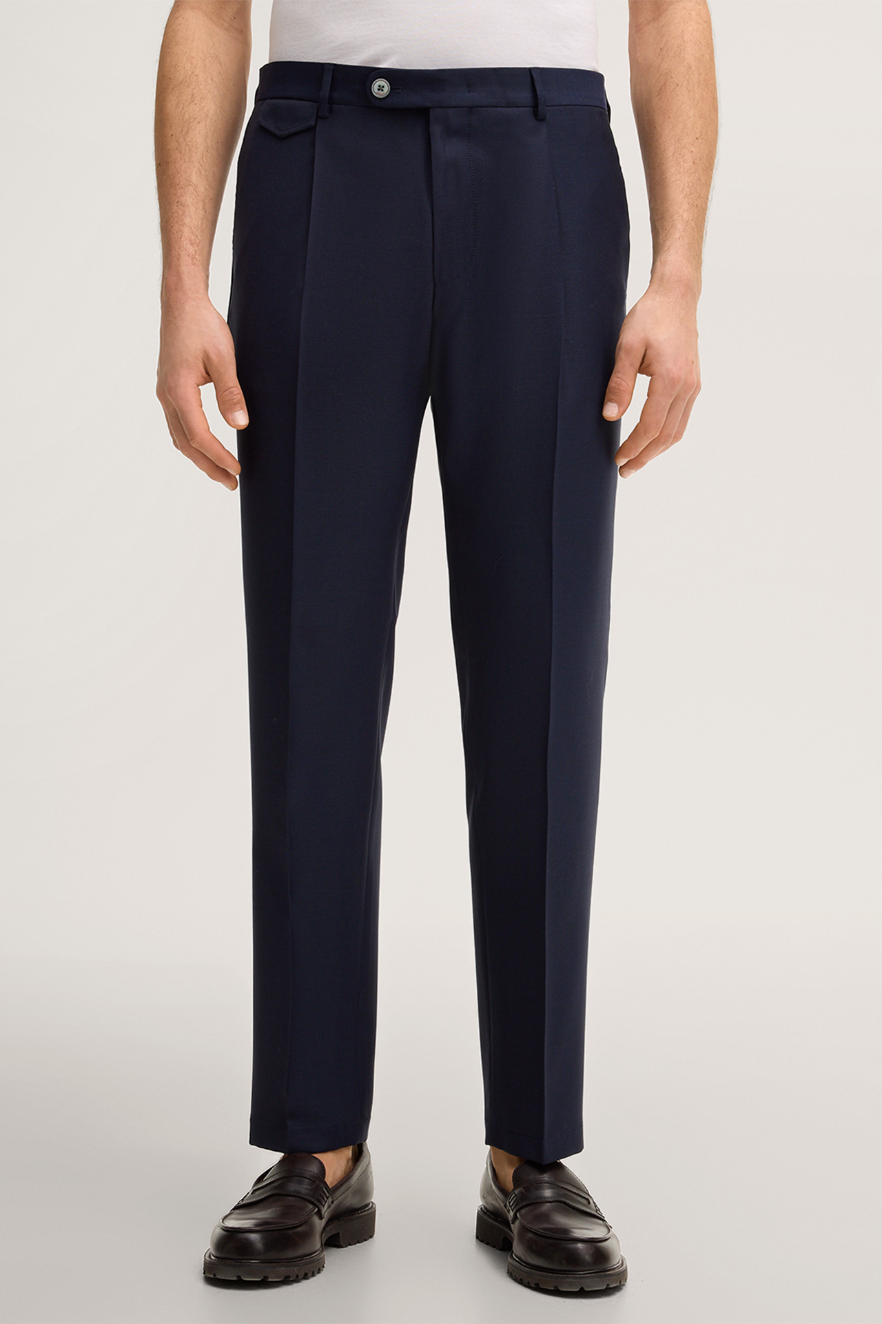 Silvi Modular Virgin Wool Trousers with Pleats in Blue