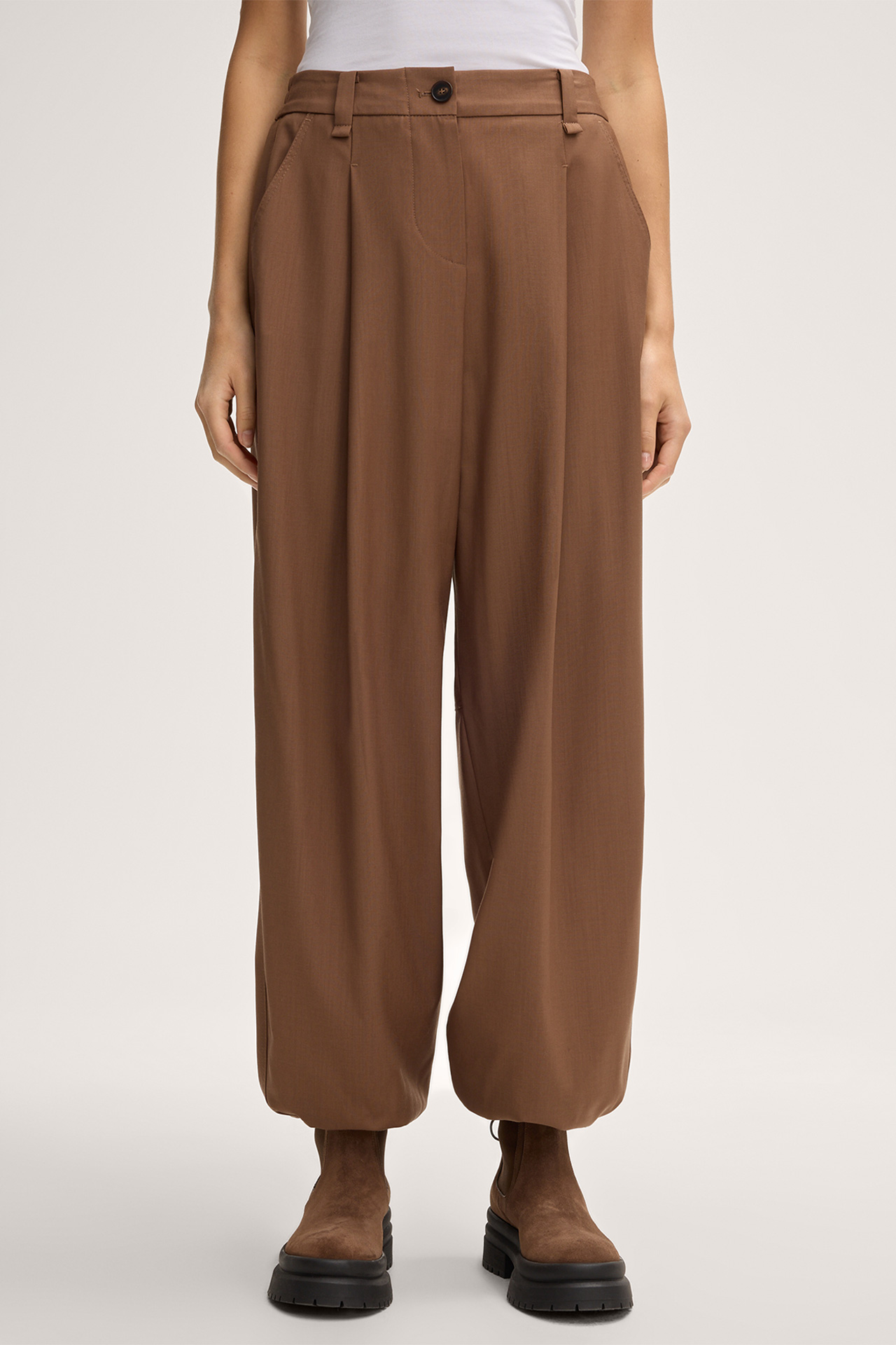 Schurwoll-Ballon-Hose in Braun