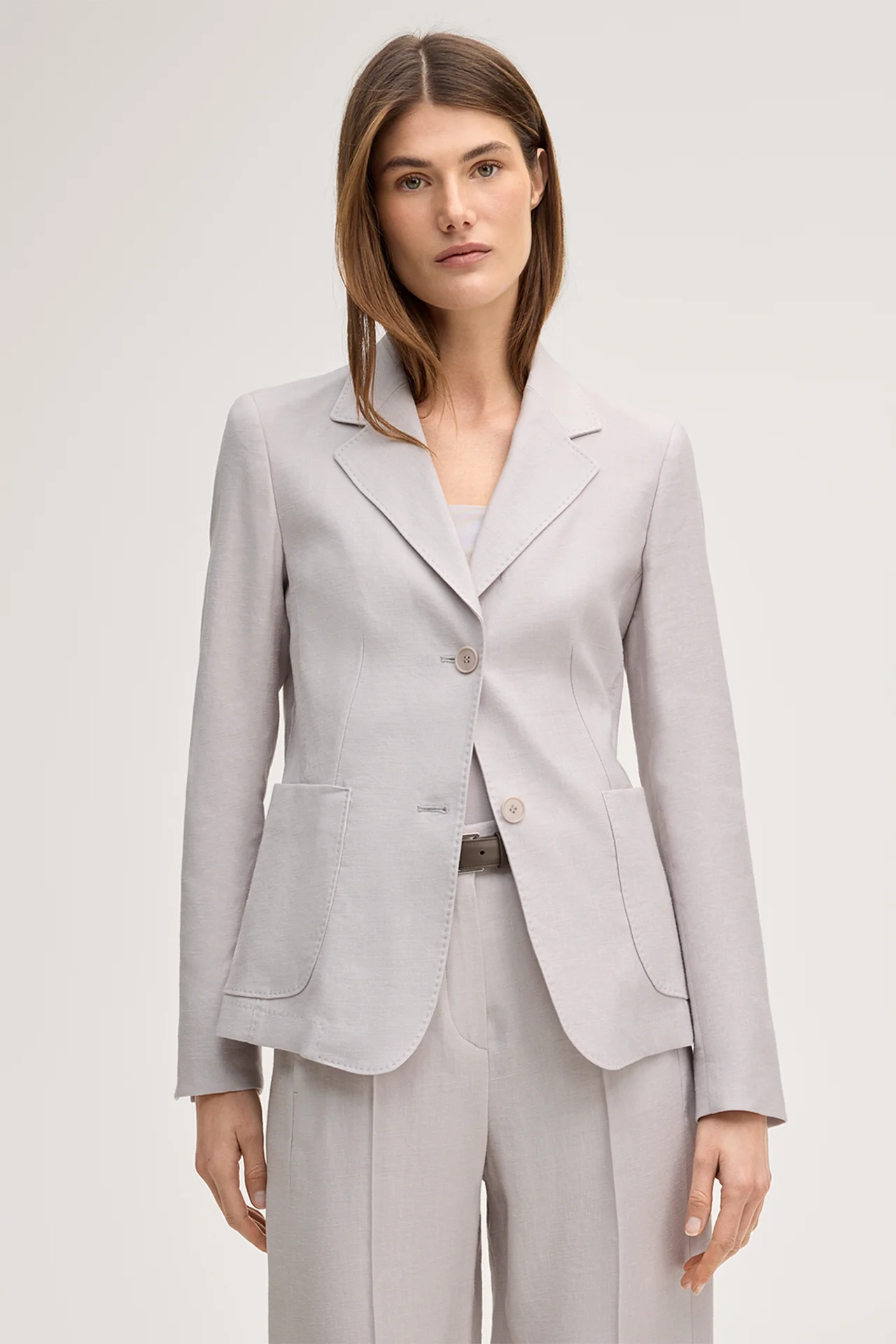 Leinenstretch-Blazer in Beige