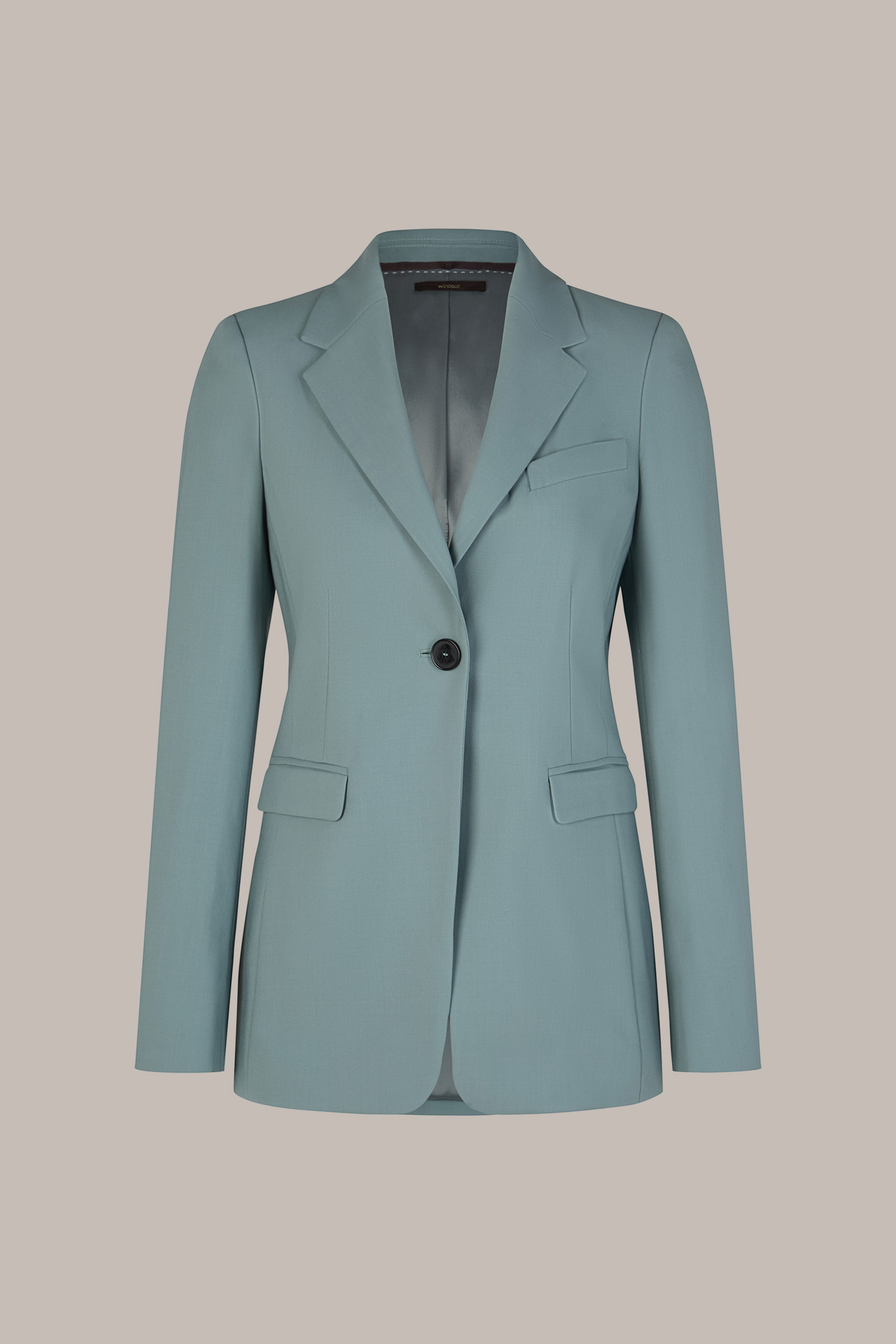 Schurwollcrêpe-Blazer in Hellblau