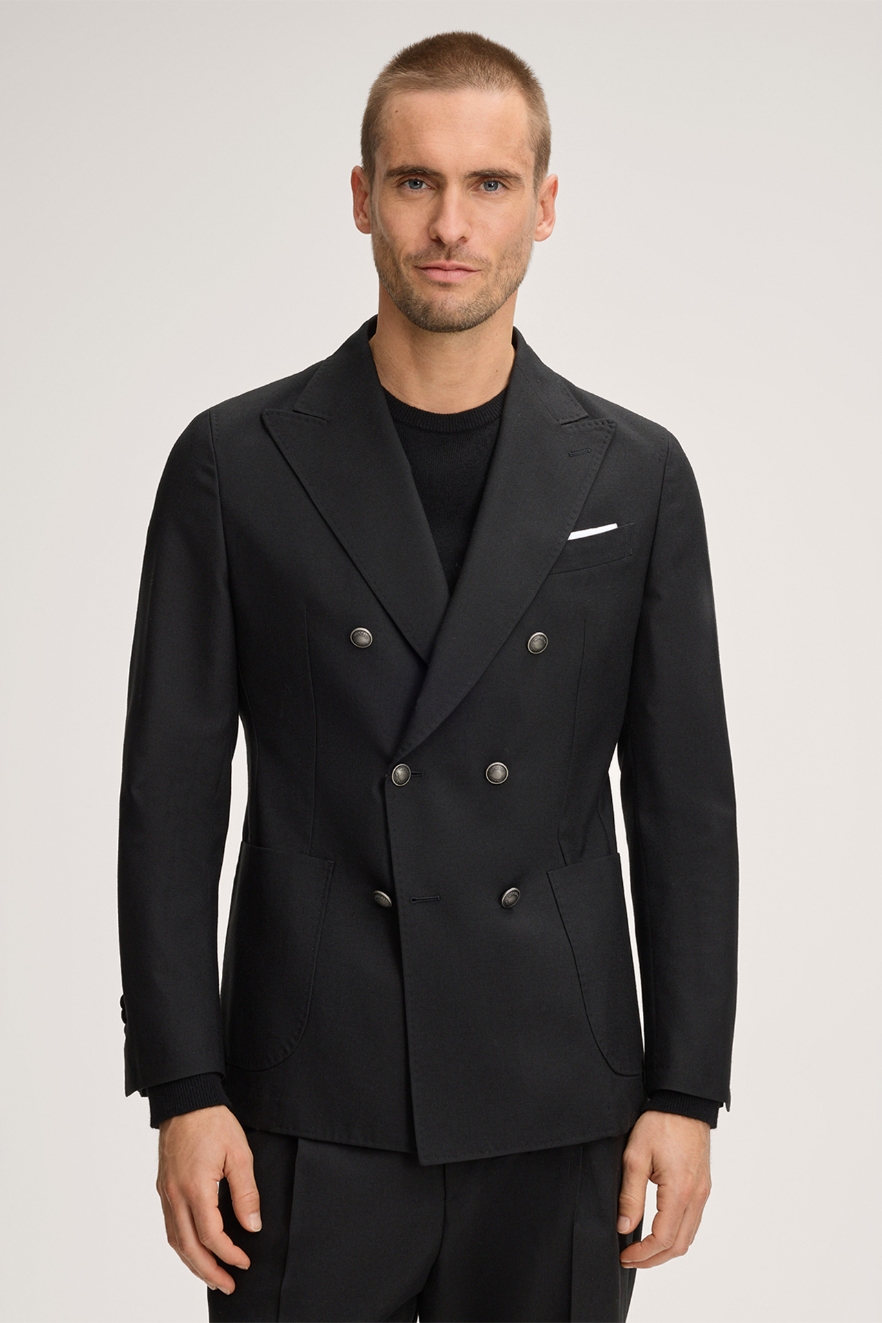 Salio Modular Double-breasted Virgin Wool Jacket in Black