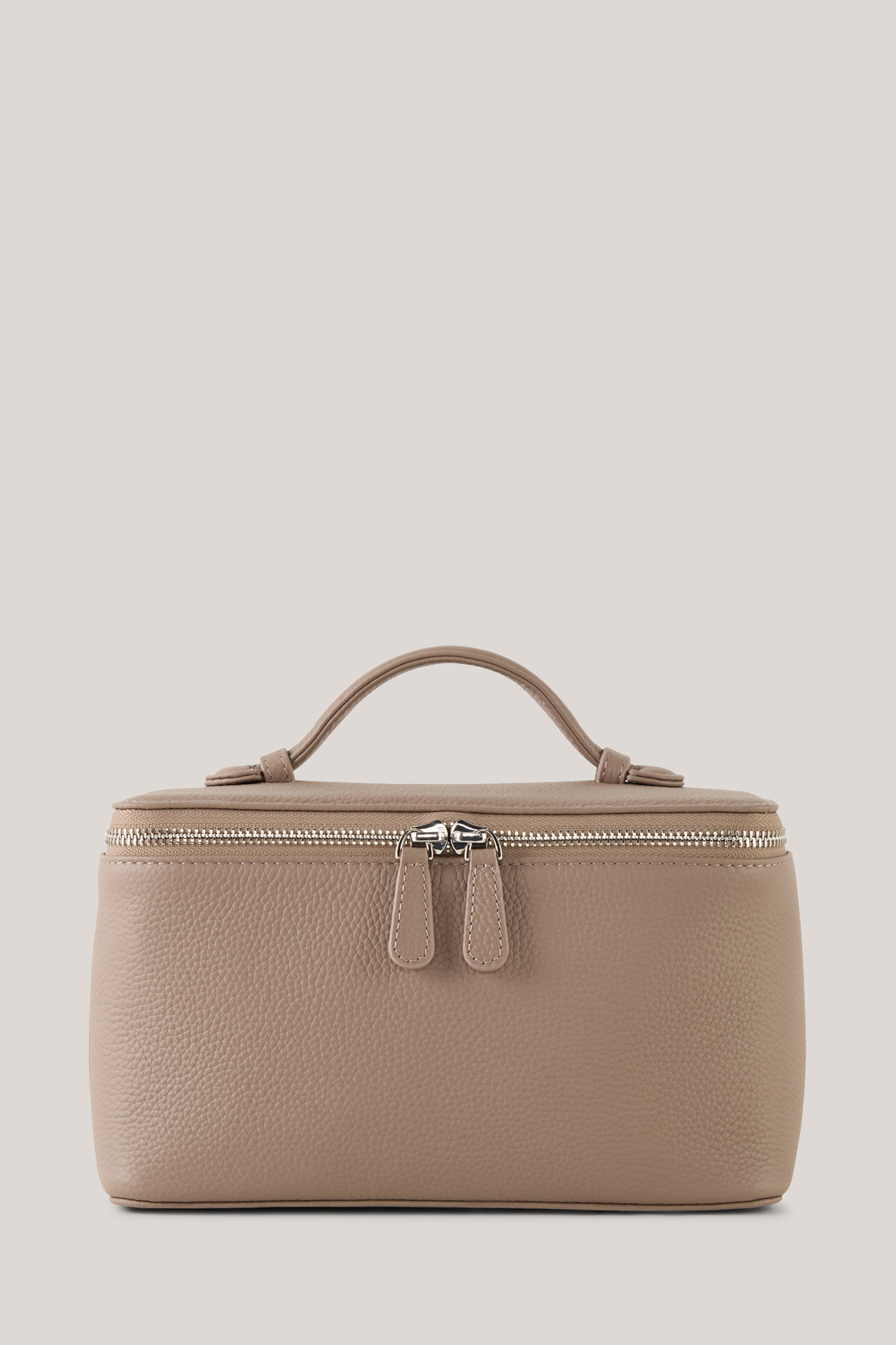 Kulturbeutel aus Nappaleder in Taupe