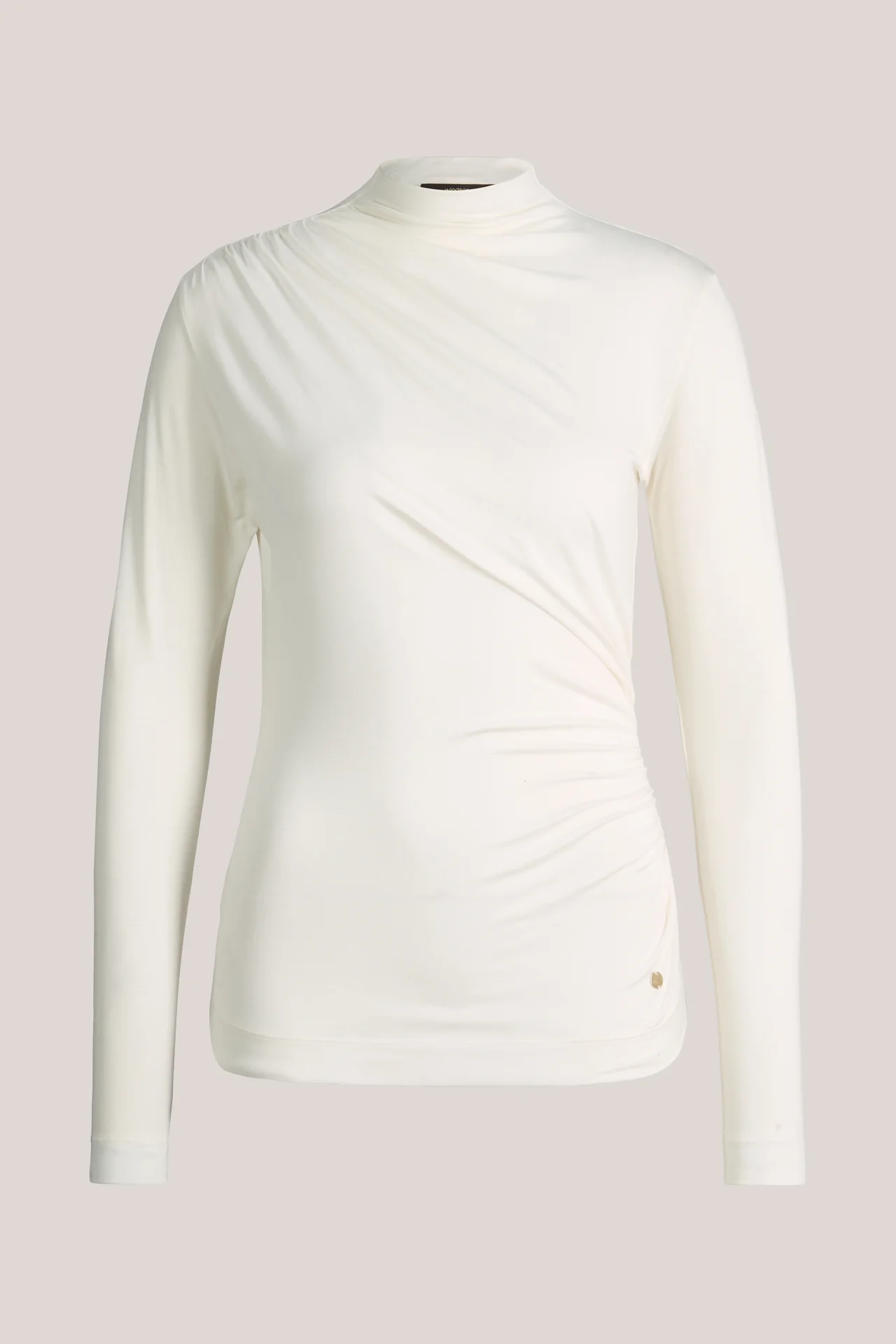 Lyocell-Stretch-Pullover mit Stehkragen in Ecru
