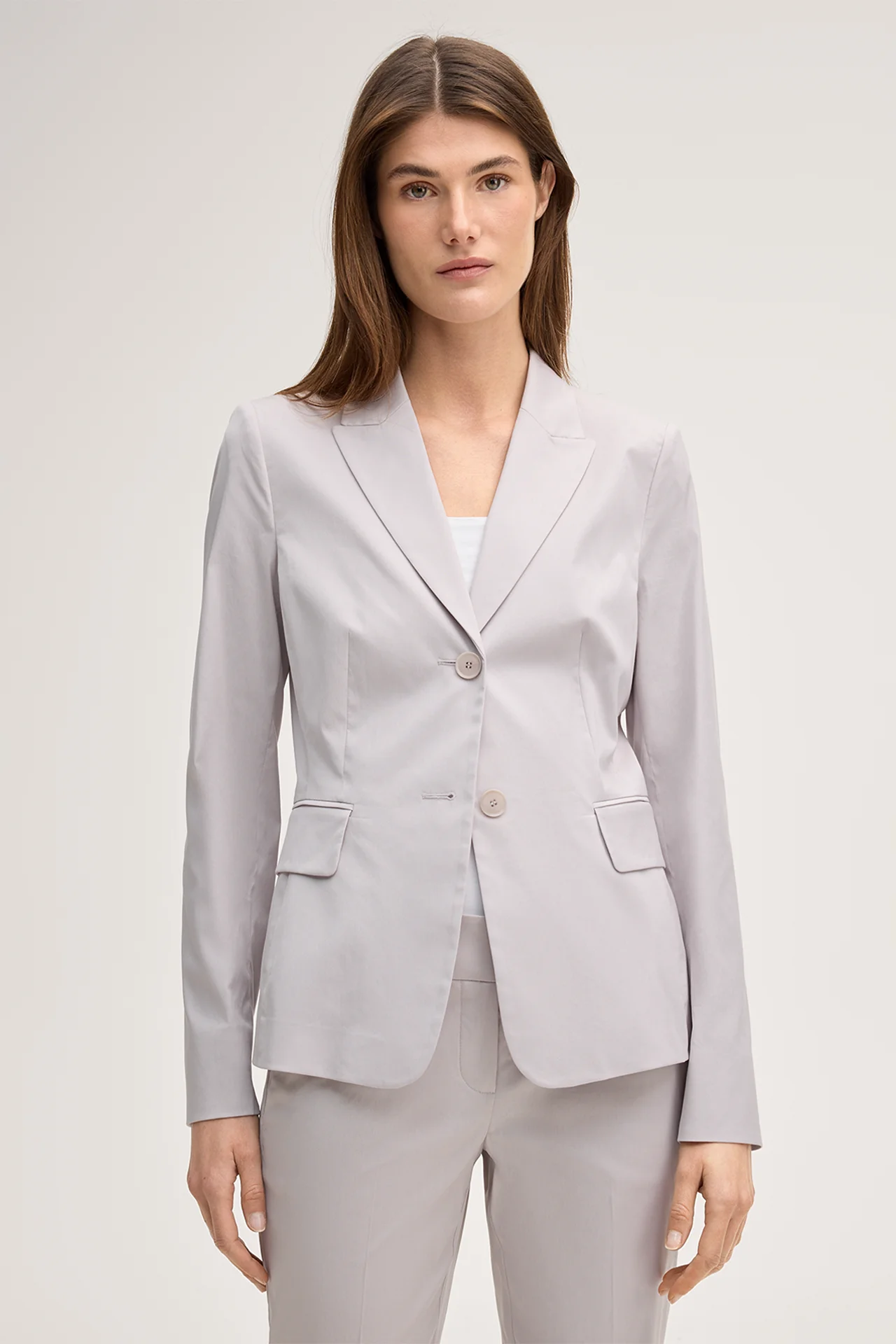 Baumwollstretch-Blazer in Beige