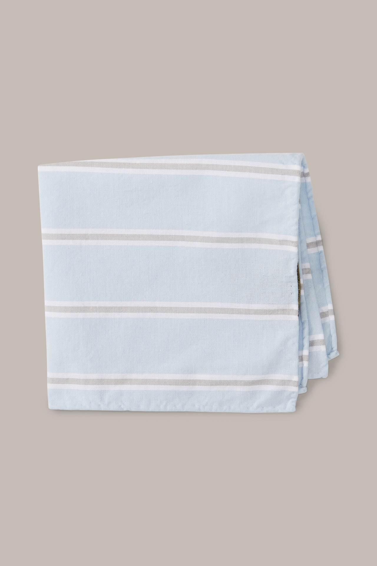 Cotton Breast Pocket Handkerchief in Light Blue and Grey Stripes