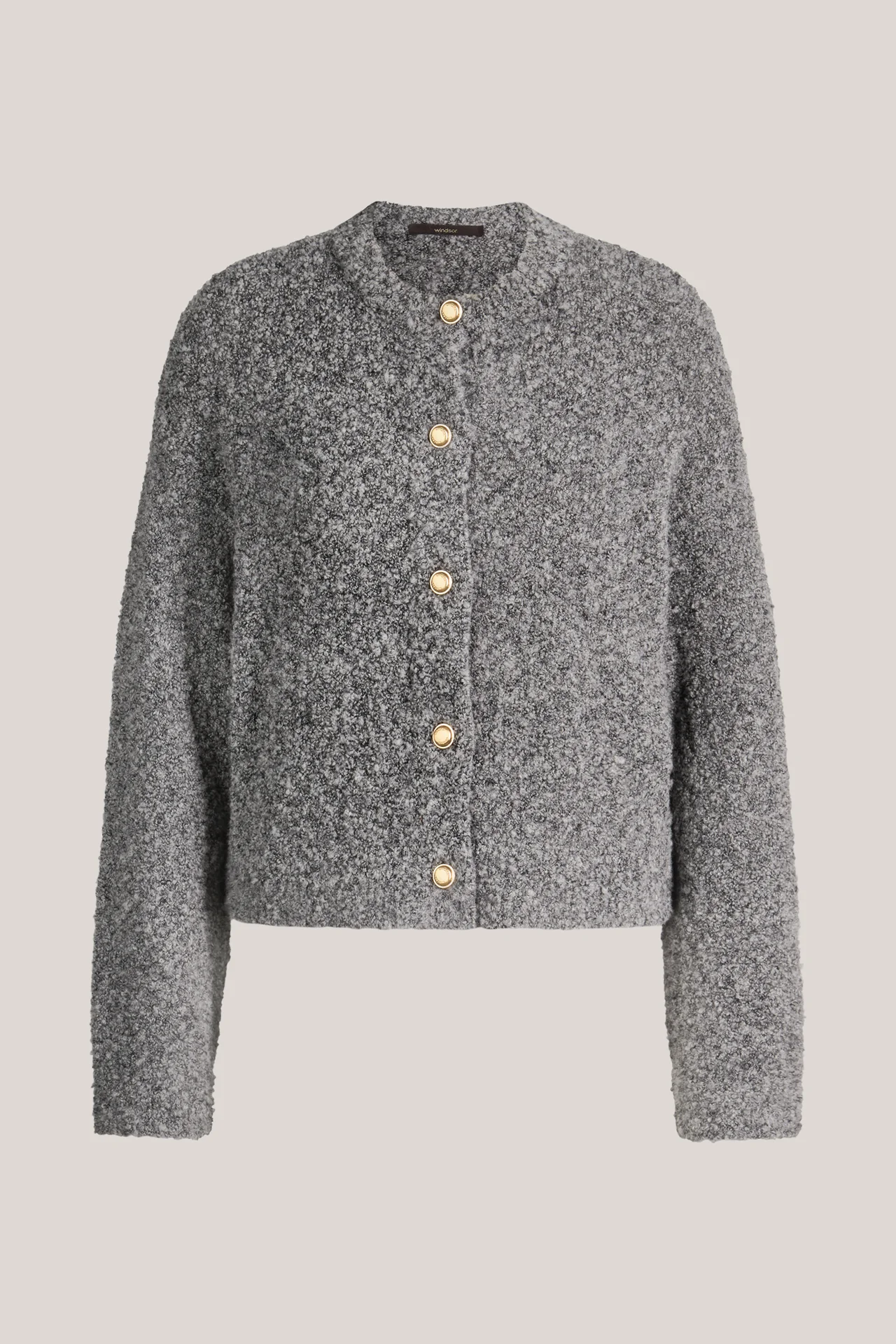Wollmix-Boucle-Cardigan in Grau