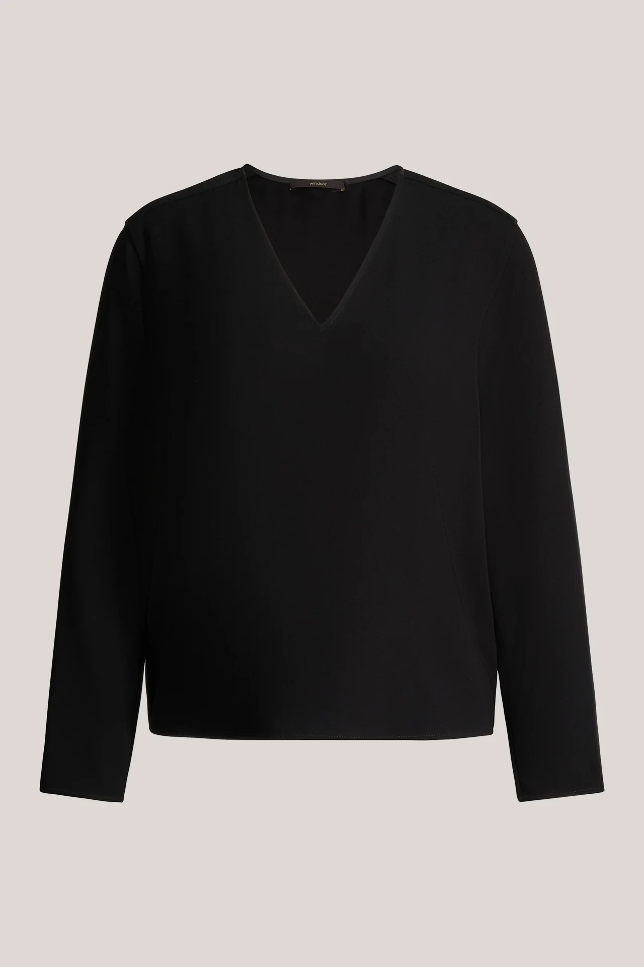 Crêpe-Blusen-Shirt in Schwarz