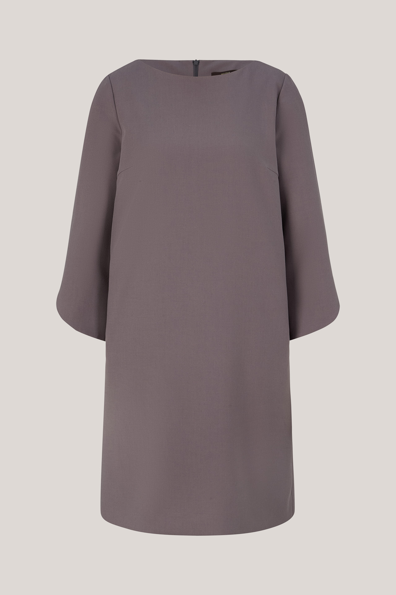 Crêpe-Eggshape-Kleid mit U-Boot Kragen in Grau