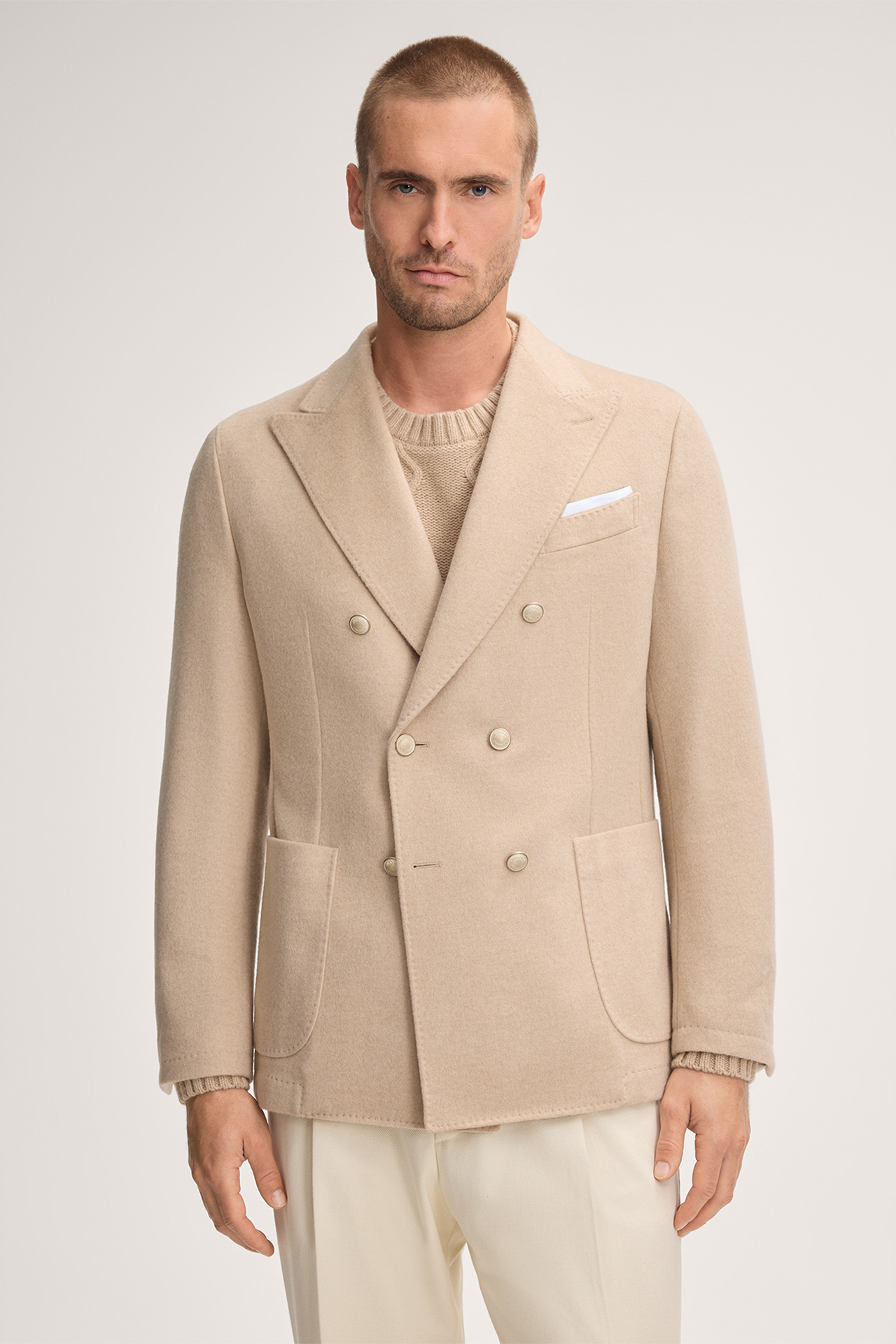 Salio Double-breasted Cashmere Jacket in Beige