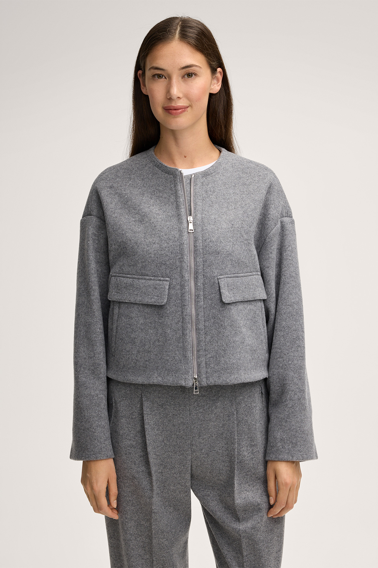 Double-Shirt-Jacke in Grau