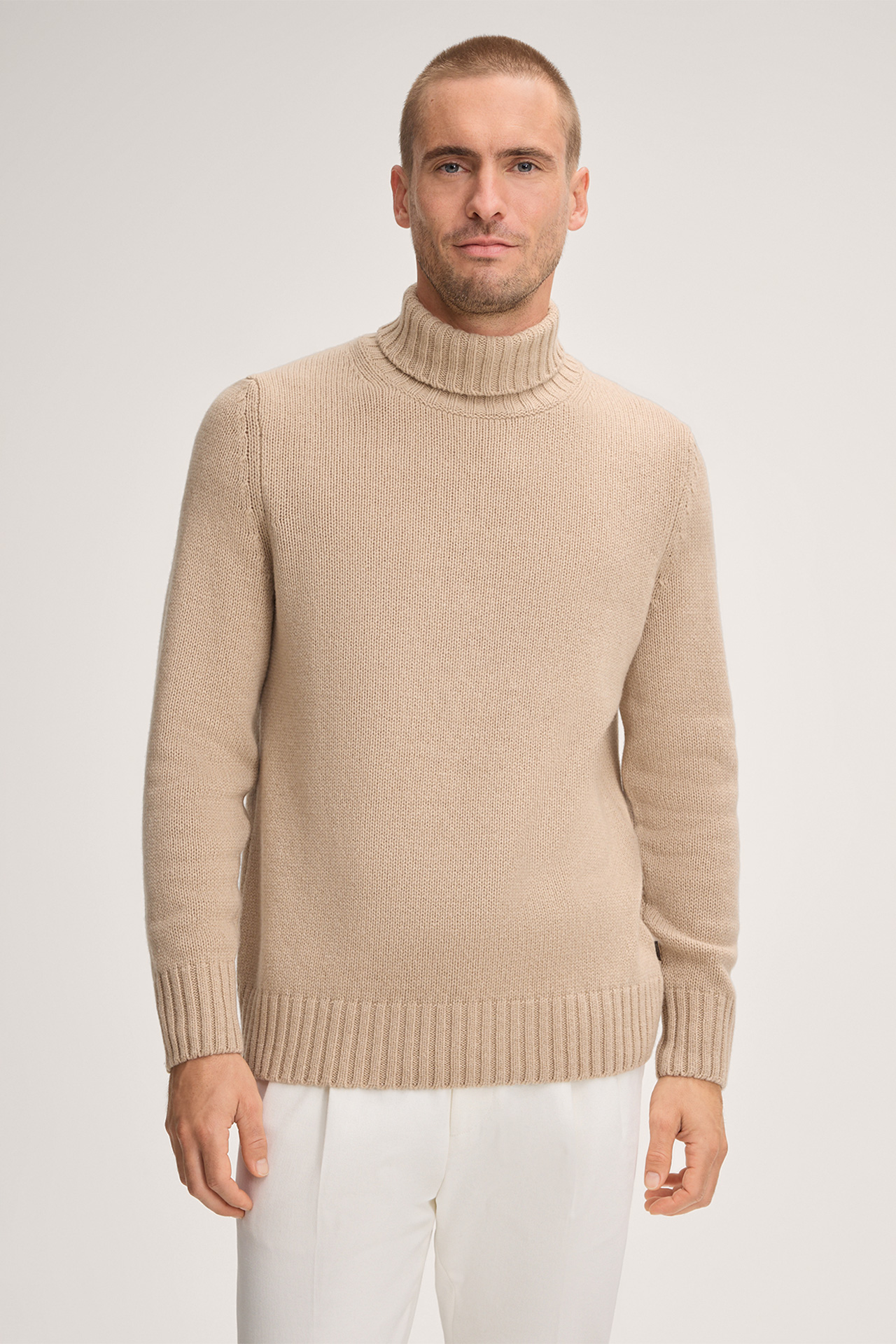 Cashmere-Strick-Rollkragen-Pullover Ecosio in Beige