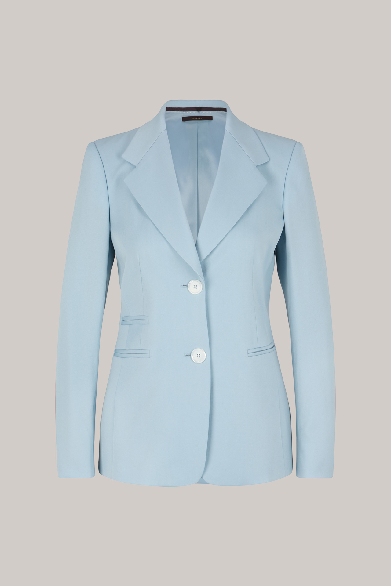 Schurwoll-Gabardine-Blazer in Hellblau