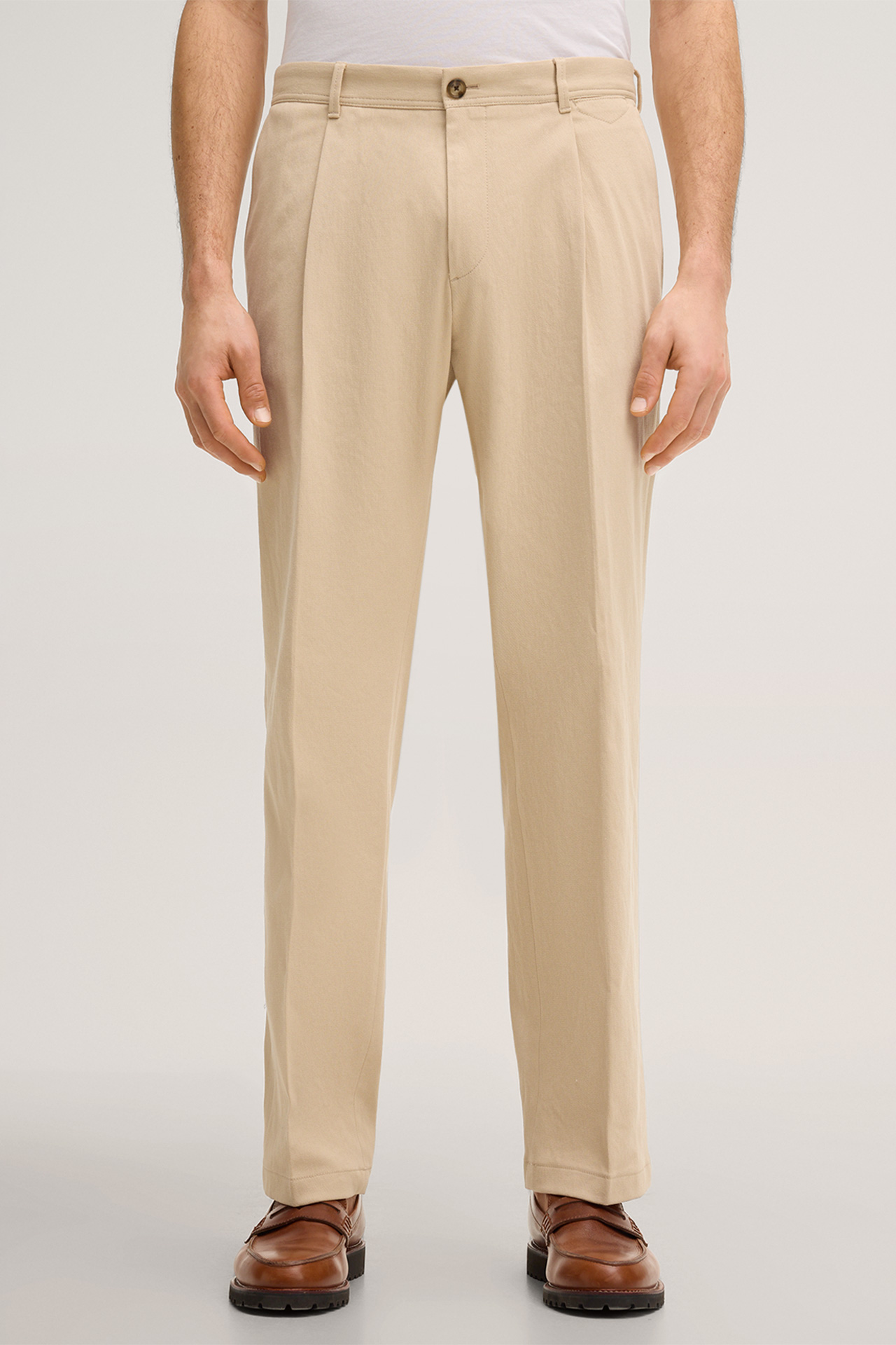 Faso cotton blend trousers with pleats in beige