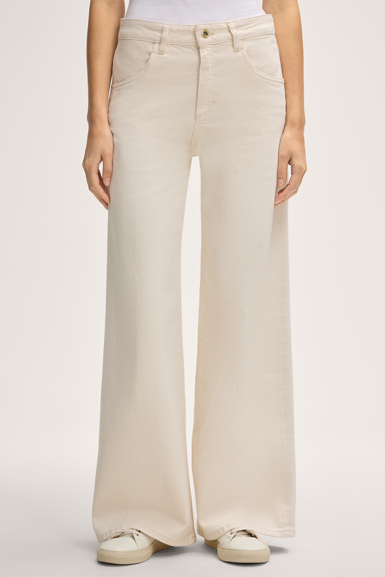 Five-Pocket-Palazzo Jeans in Creme
