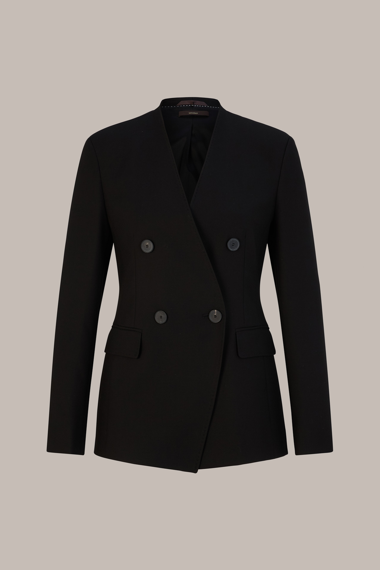 Crêpe-Doppelreiher-Blazer in Schwarz