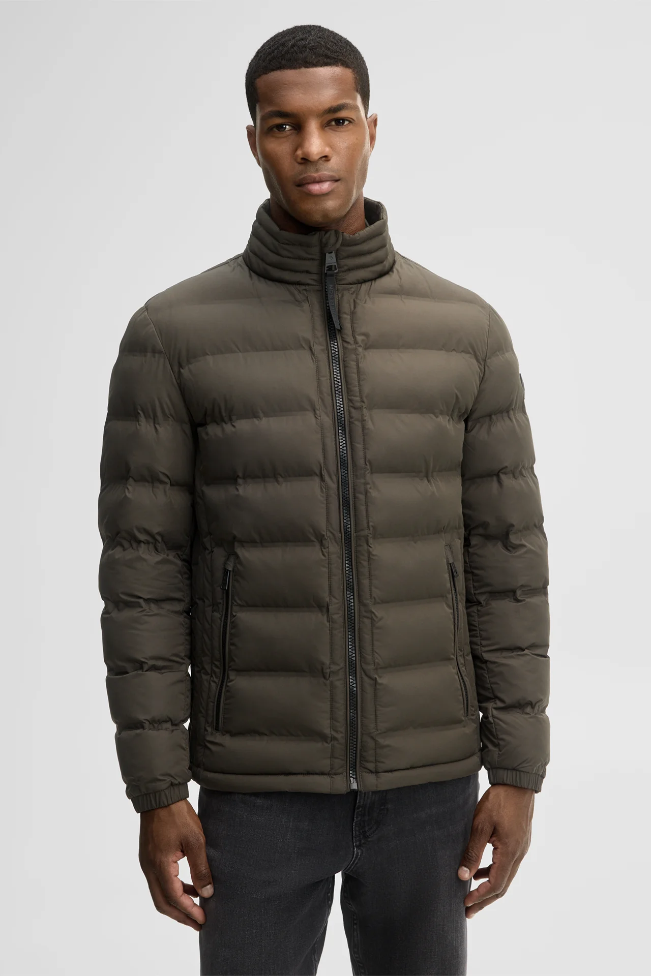 Stand-up collar jacket, olive