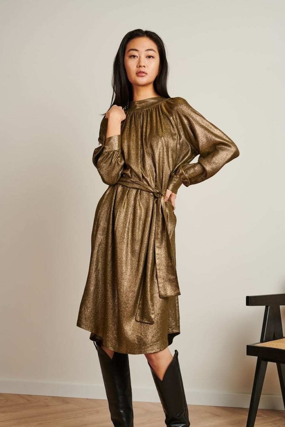 Dress Grace | Gold metallic shiny