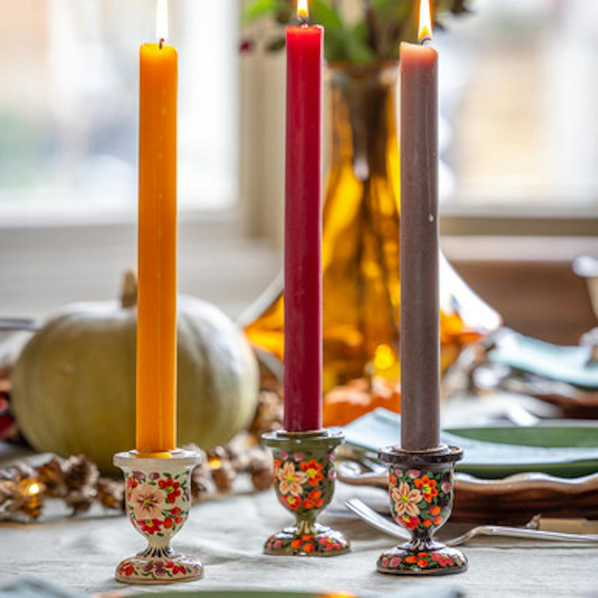 Folk Wooden Candleholders