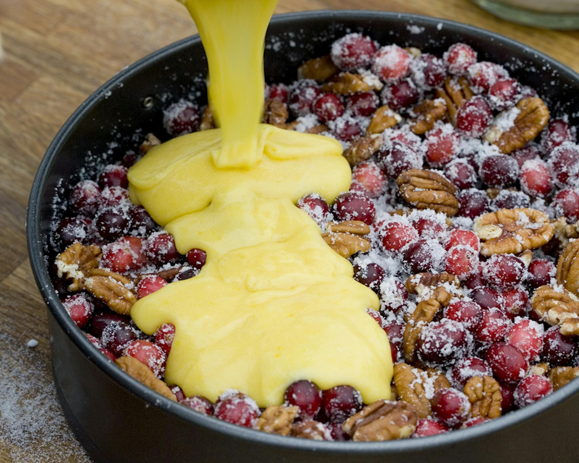 cranberry tart with hot toffee sauce