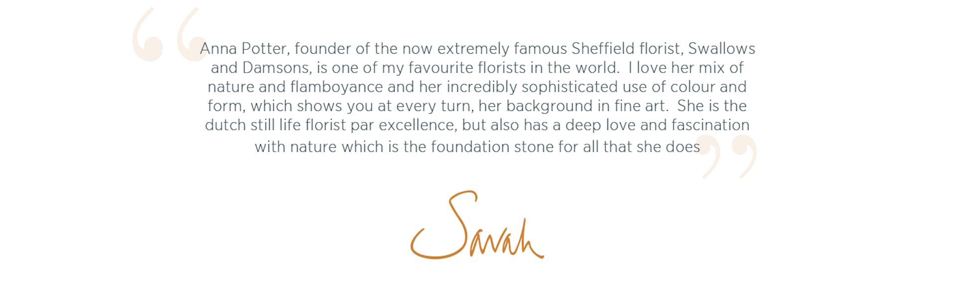 Sarah's quote about Anna Potter