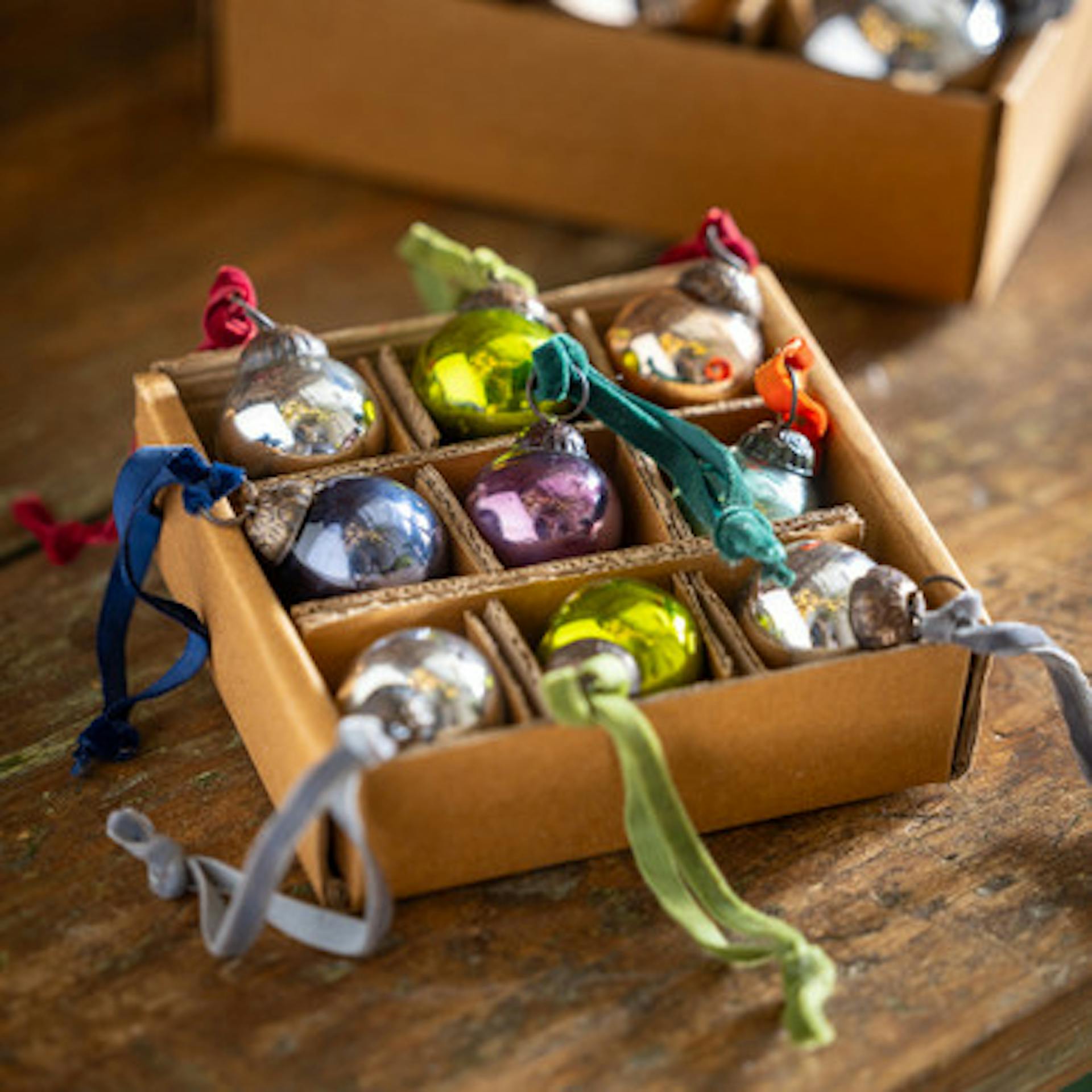 Feels Like The Old Days Muted Glass Baubles with Velvet Loops