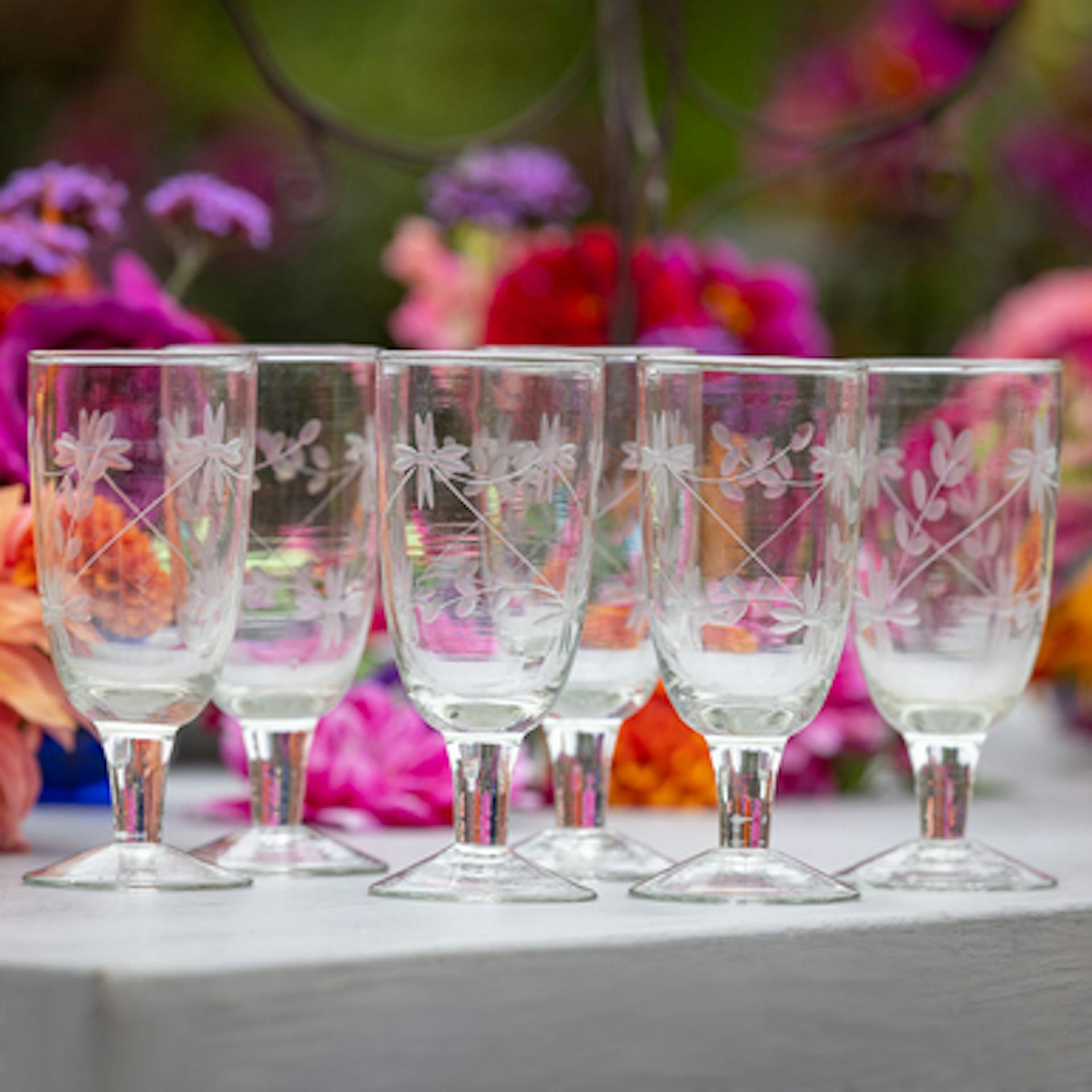 Etched Champagne Glasses