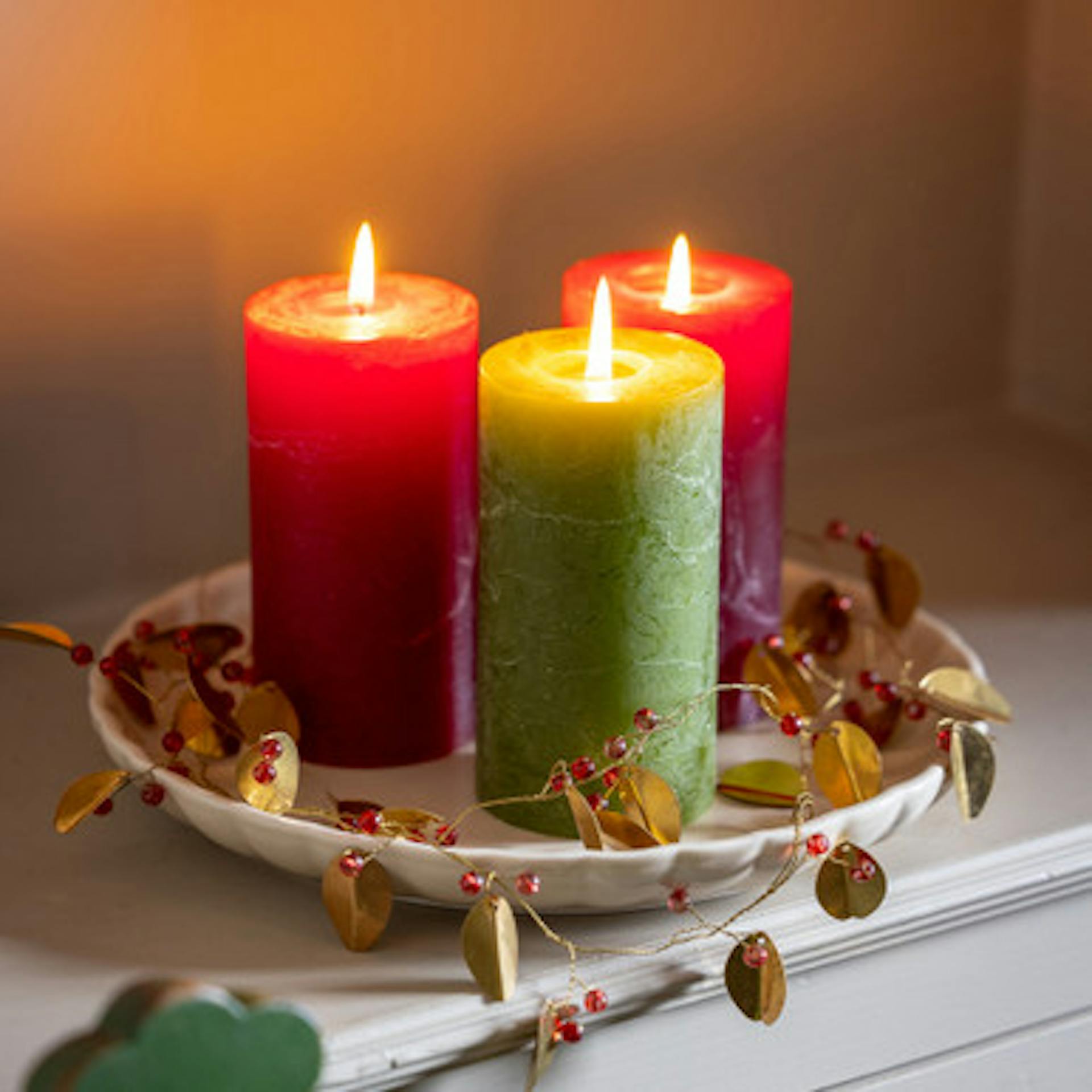 Classic Christmas Pillar Candle Set