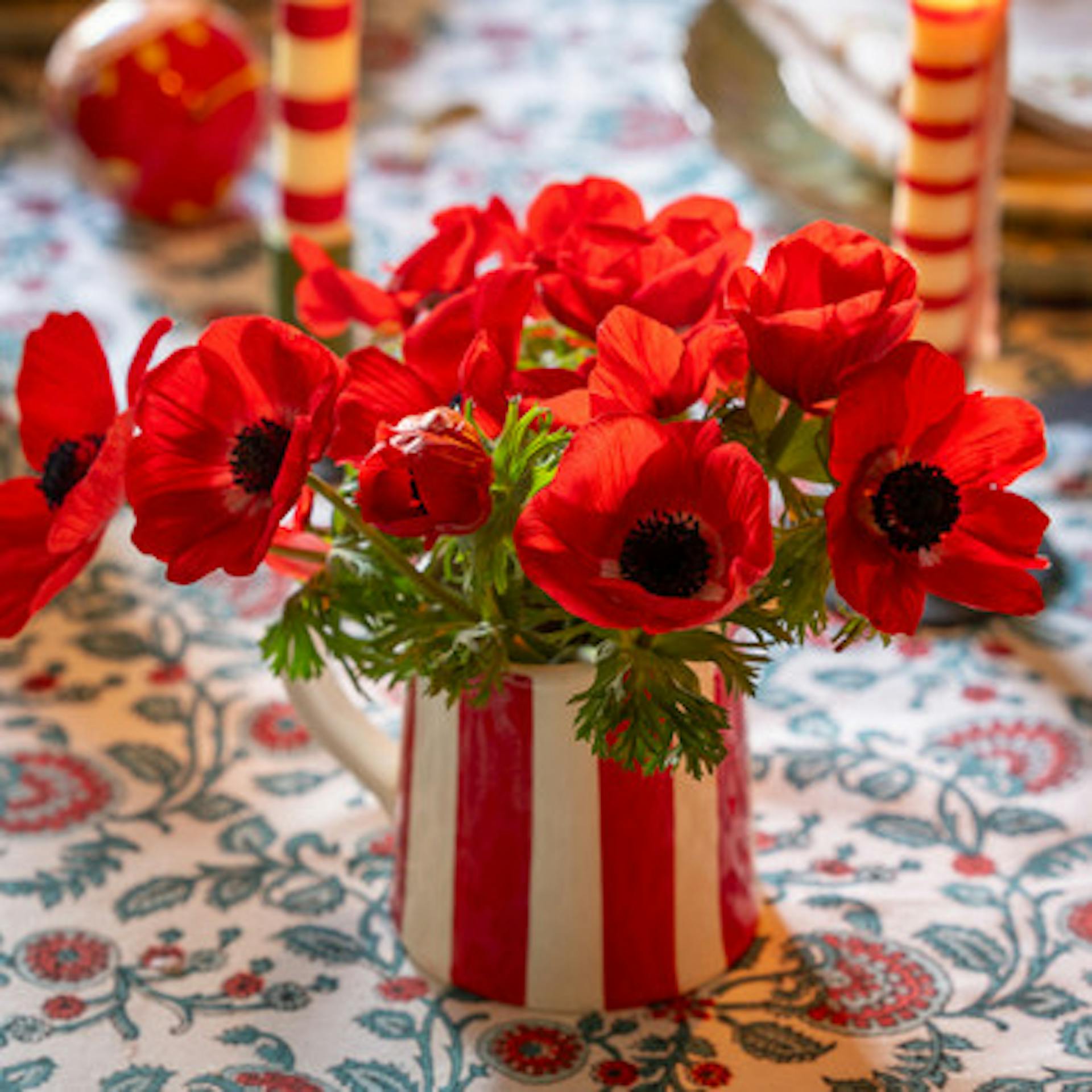 Classic Red & White Stripe Jug