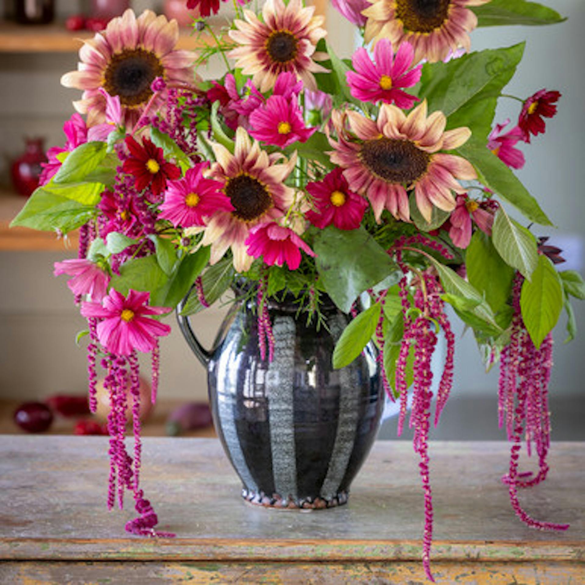Provencal Striped Single Handled Urn Vase