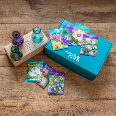 Sarah Raven Grow Your Own Cut Flowers Selection & Jewel Vase Gift Set