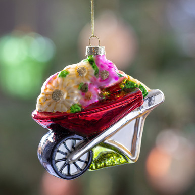 Wheelbarrow Glass Bauble