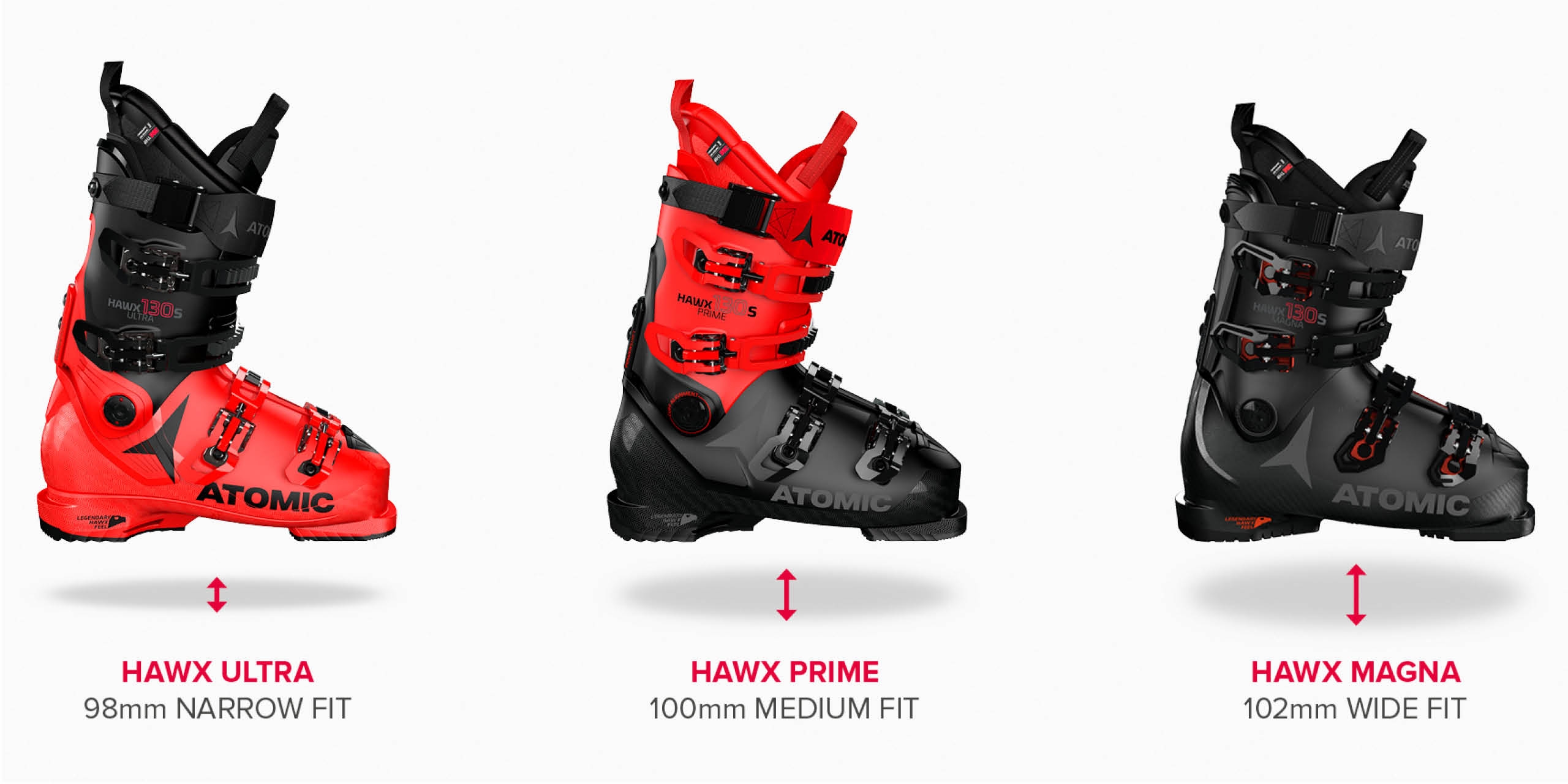 Atomic Hawx Prime 100 GW – Scarponi Da Sci Alpini Nero/Rosso, Flex 100, Listello 100 Mm, Caviglia 3D E Memory Fit – Taglia 30/30,5