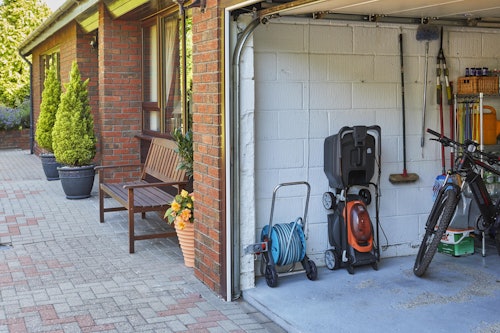UltraStore Lawn Mower in Storage