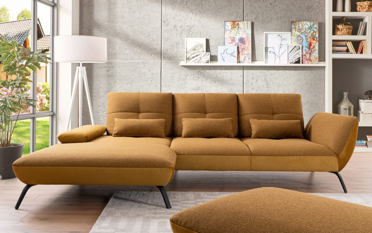 Wohnlandschaft Dover XC in mustard/gold, inklusive Schwenkrückenfunktion