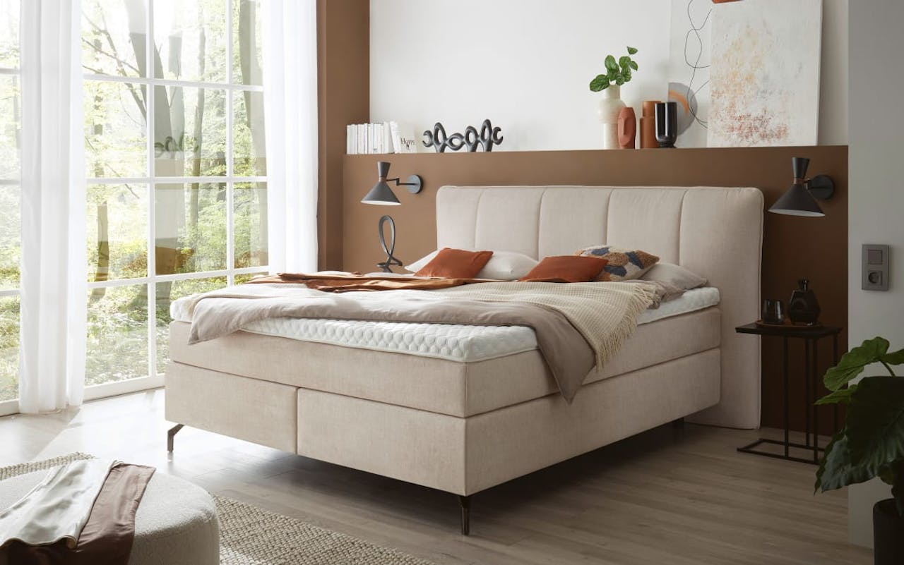 Boxspringbett Somo, creme, 180 x 200 cm, Härtegrad 2/3