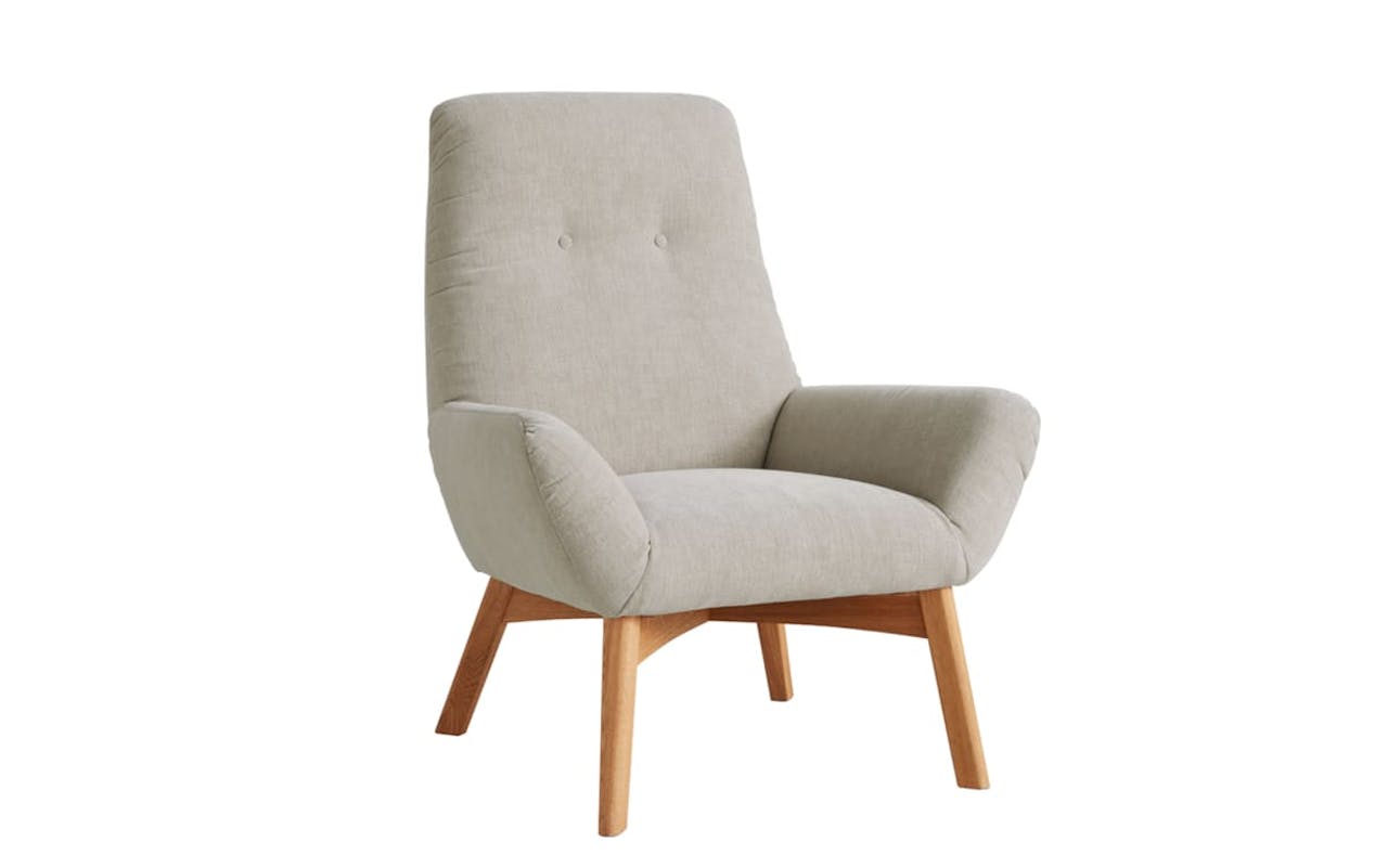 Sessel Inga in silver, mit Gestell aus Massivholz