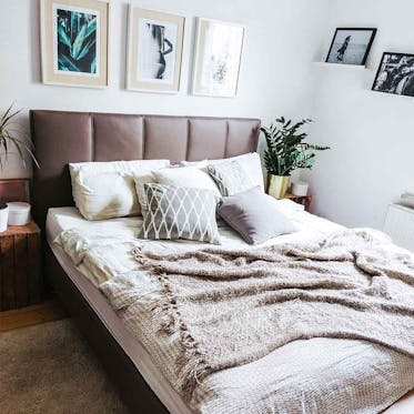 Boxspringbett in Leder