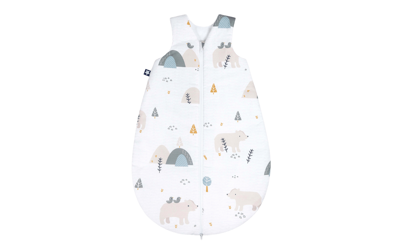 Sommer-Schlafsack in weiß mit Motiv Mountain Bear, Länge ca. 70 cm