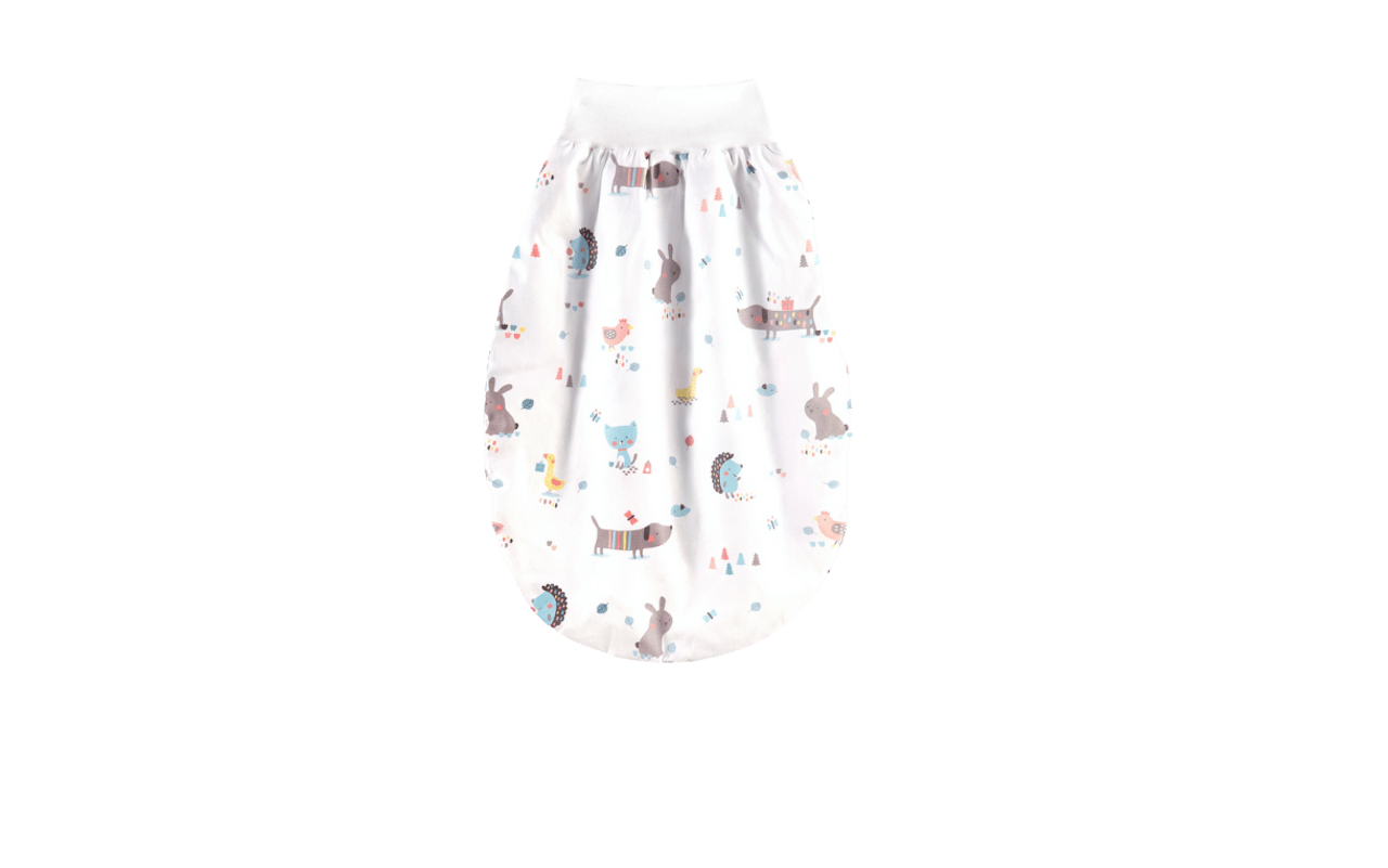 Bauchsack Jersey in weiß mit Motiv Crazy Animals, Länge ca. 50 cm