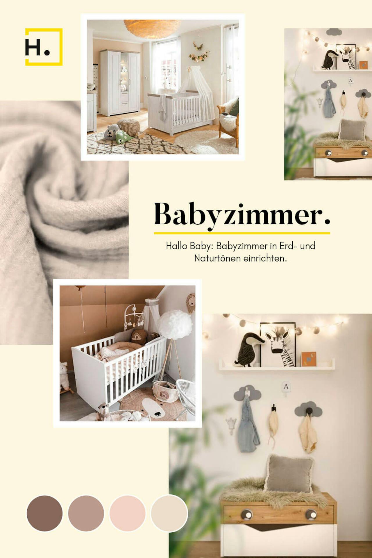 Moodboard Babyzimmer in Naturtönen einrichten