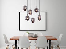 Pendelleuchte Blacky, Rauchglas schwarz 6-flammig