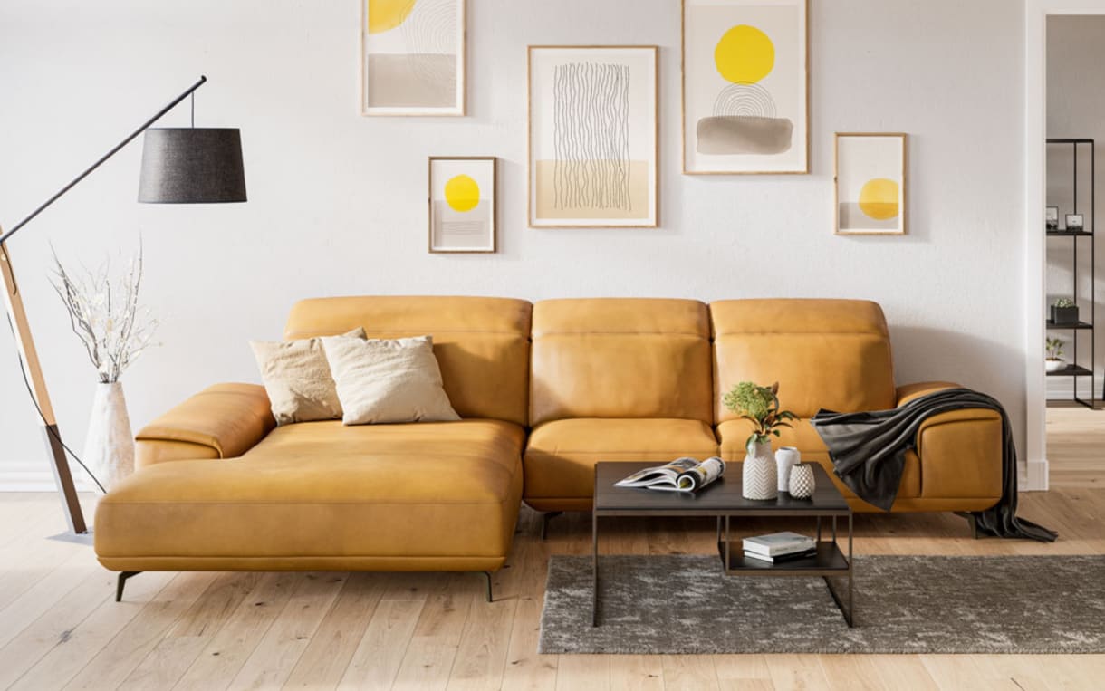 Wohnlandschaft MR 2490 in kurkuma, Longchair links