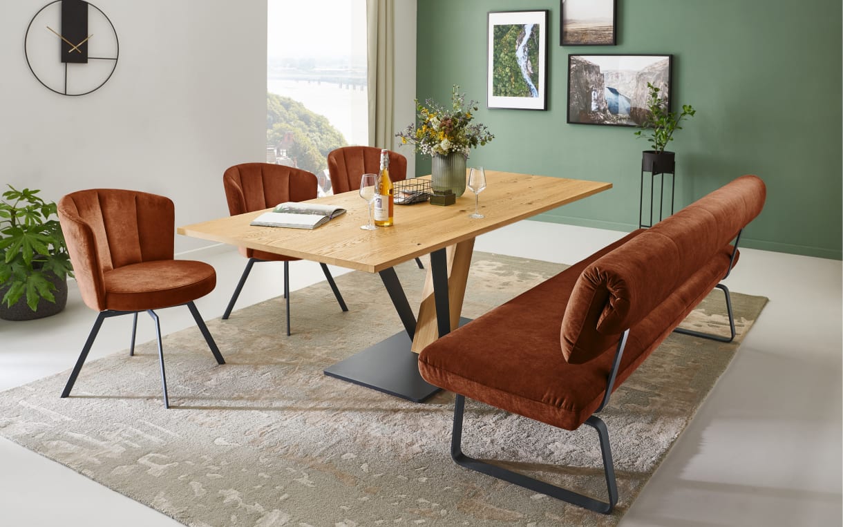 Bank-Stuhlgruppe Impuls P7/ Elina / ET561 Ara in Wildeiche hell soft gebürstet geölt 