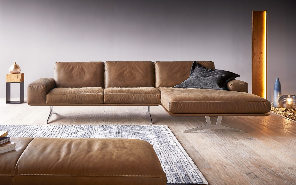 Leder Wohnlandschaft Hiero, braun