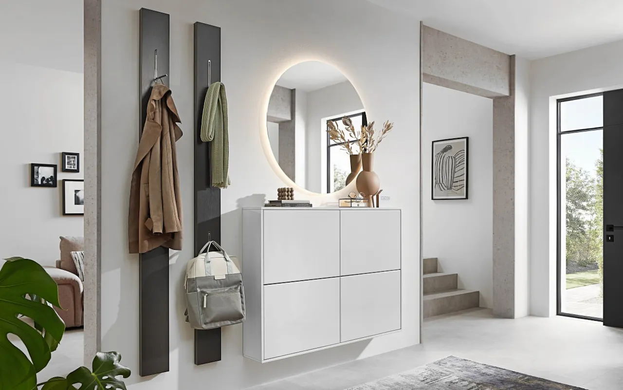 Garderobenkombination Diamo, brilliantgrau, inkl. Push to Open Funktion 
