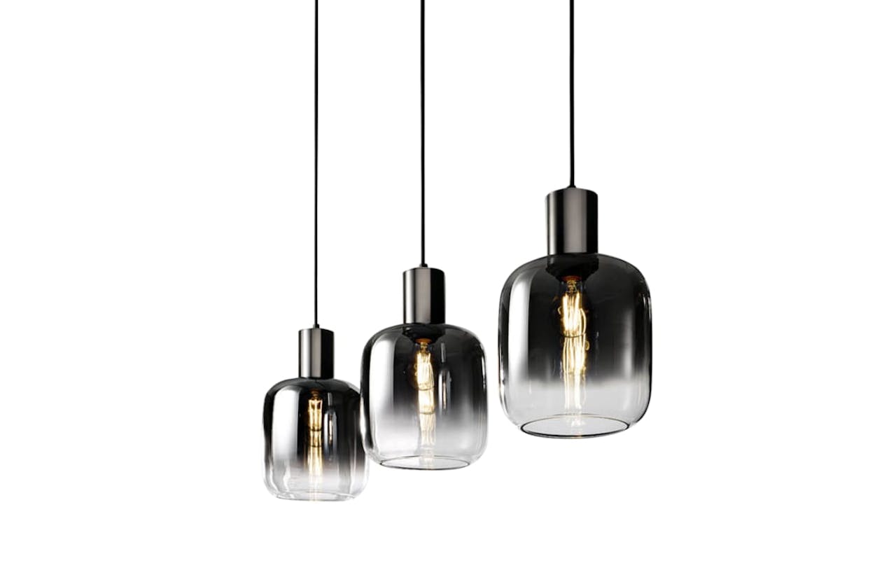Pendelleuchte Svenja in schwarz/silber, 3-flammig